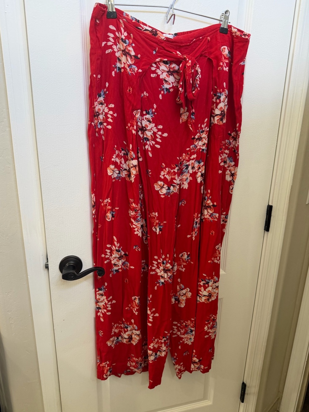 Xhiliration floral palazzo pants with tie front sz XL
